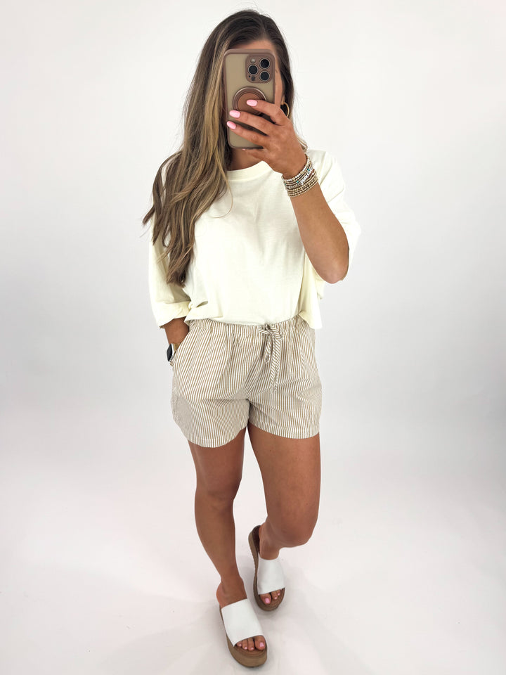 Courtney Shorts - Taupe/White