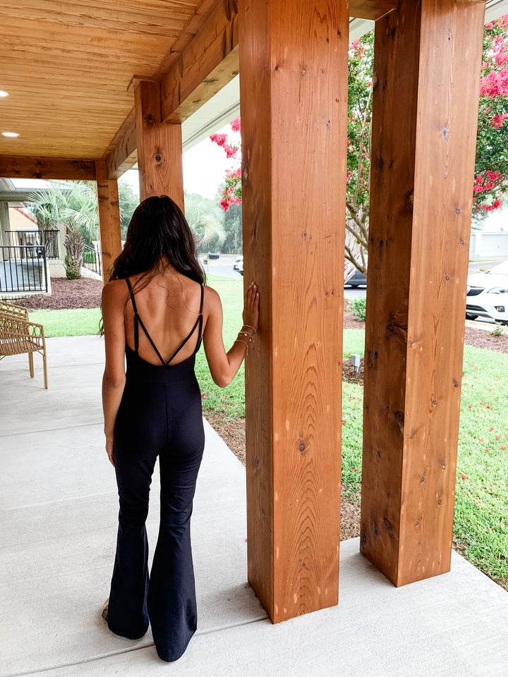 Faith Flared Jumpsuit - Black