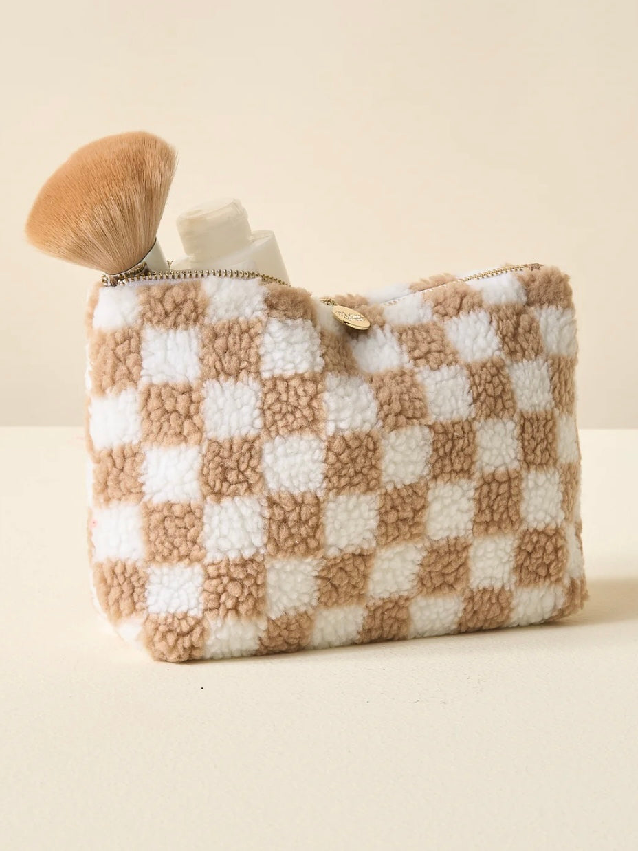 Checkered Teddy Pouch