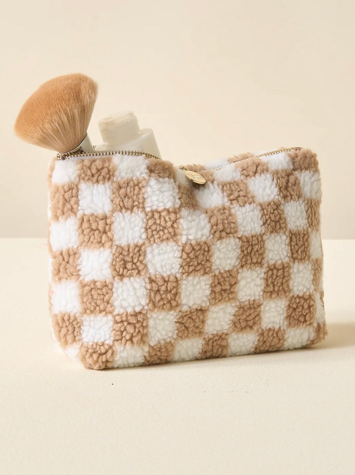 Checkered Teddy Pouch