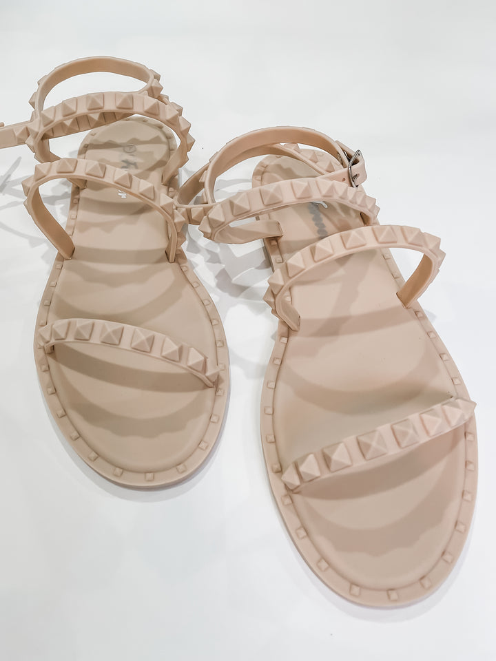 Jelly Studded Sandals - Nude