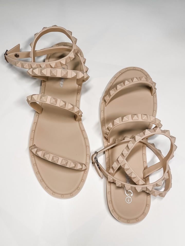 Jelly Studded Sandals - Nude