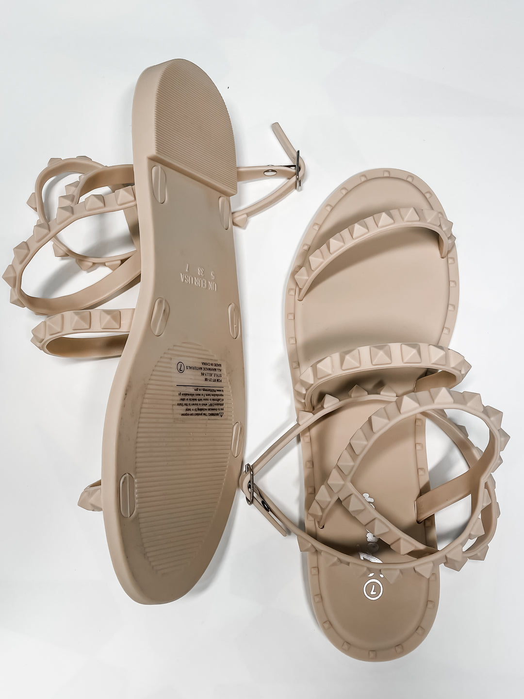 Jelly Studded Sandals - Nude